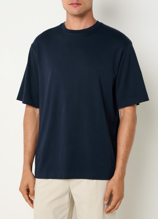 Profuomo T-shirt met stretch - detail 3 donkerblauw