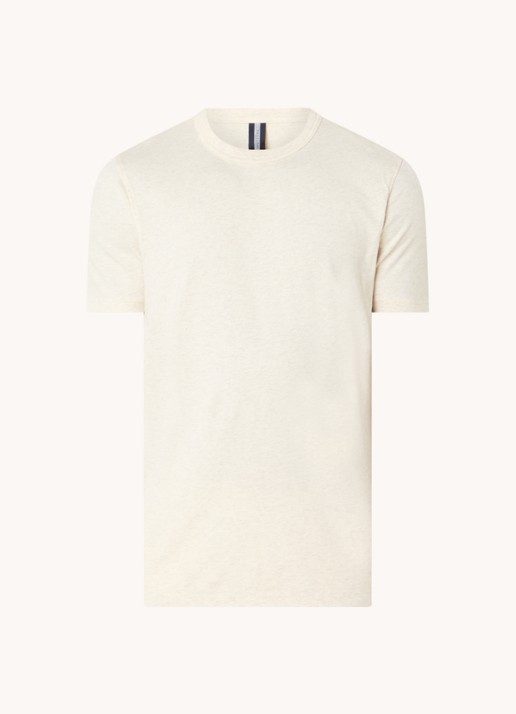 Profuomo T-shirt van katoen met gemêleerd dessin - voorkant 2 beige