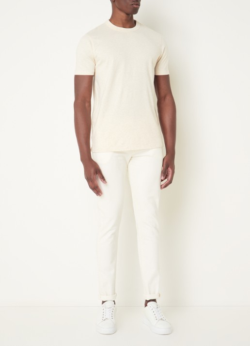 Profuomo T-shirt van katoen met gemêleerd dessin - voorkant 3 beige
