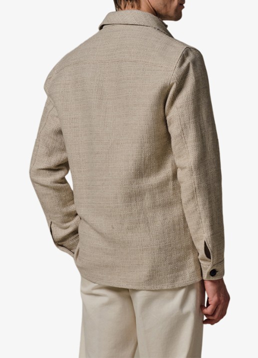Profuomo Textured overshirt van linen - achterkant 3 beige