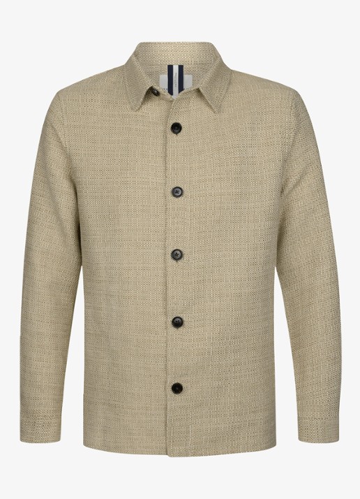 Profuomo Textured overshirt van linen - detail 5 beige