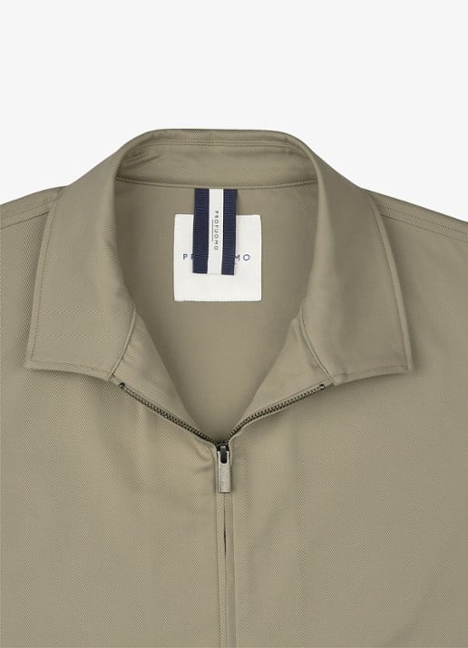 Profuomo Twill overshirt met zipper - detail 3 beige