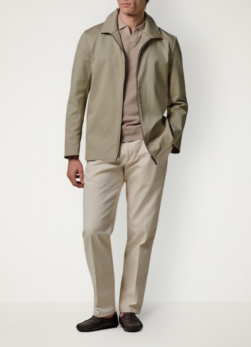 Profuomo Twill overshirt met zipper - voorkant 6 beige