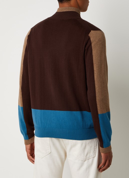 PS Paul Smith Fijngebreide vest in wolblend met logoborduring - achterkant 5 donkerbruin
