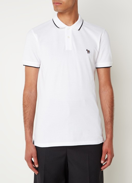 PS Paul Smith Regular fit polo van  katoen met borduring - detail 2 wit