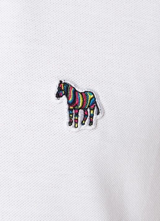 PS Paul Smith Regular fit polo van  katoen met borduring - detail 3 wit