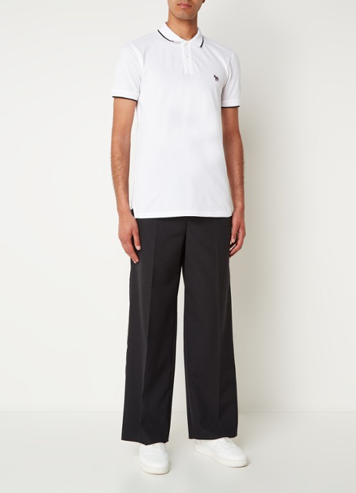 PS Paul Smith Regular fit polo van  katoen met borduring - voorkant 5 wit