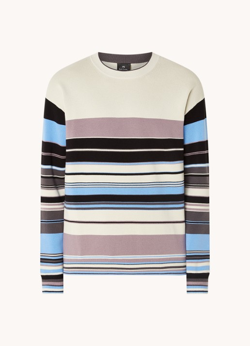 PS Paul Smith Sweater van  katoen met streepprint - voorkant donkerbeige