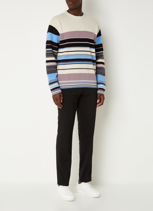 PS Paul Smith Sweater van  katoen met streepprint - voorkant 2 donkerbeige