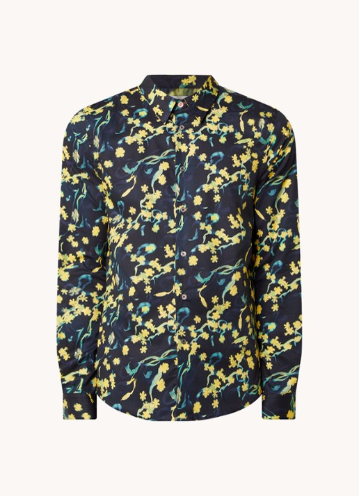 PS Paul Smith Tailored fit overhemd met print - voorkant 4 neongeel