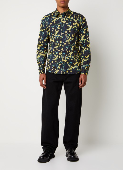 PS Paul Smith Tailored fit overhemd met print - voorkant 5 neongeel