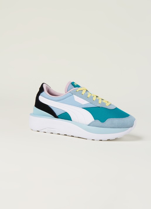 Puma Cruise Rider Silk Road sneaker met suède details - voorkant blauw