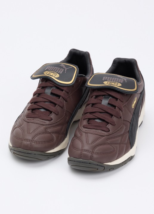 Puma King Indoor sneaker van leer - detail bruin
