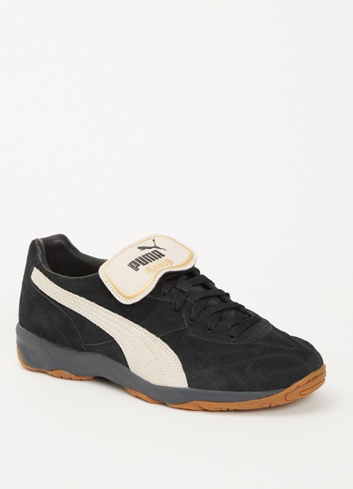 Puma King Indoor sneaker van suède - voorkant zwart