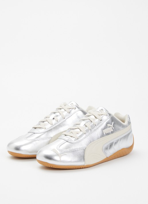 Puma Speedcat sneaker van leer met metallic finish - detail 3 zilver