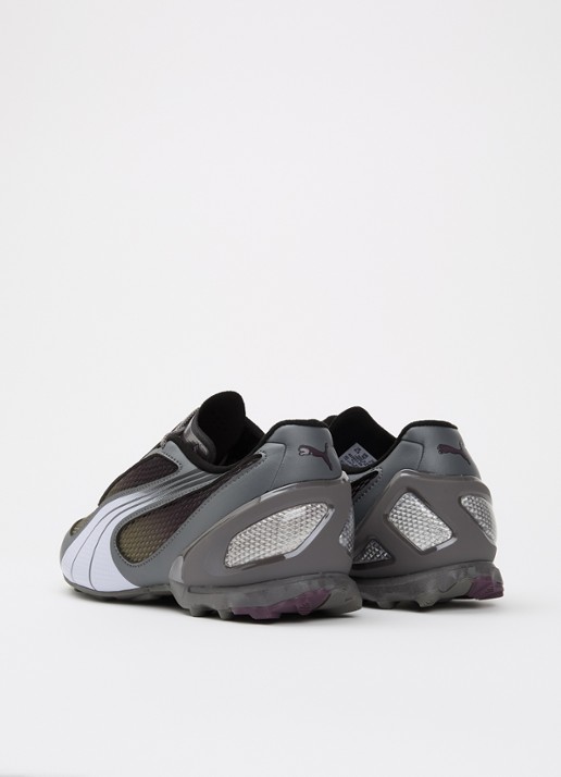 Puma V-S1 sneaker van leer met mesh details - achterkant grijs