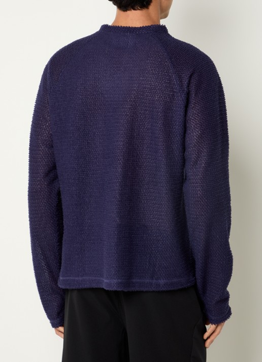 Purple Mountain Observatory Fijngebreide pullover met ronde hals - achterkant royalblauw