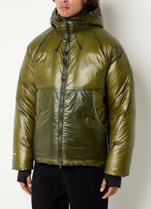 Purple Mountain Observatory Shield puffer jack met donsvulling en glanzende finish