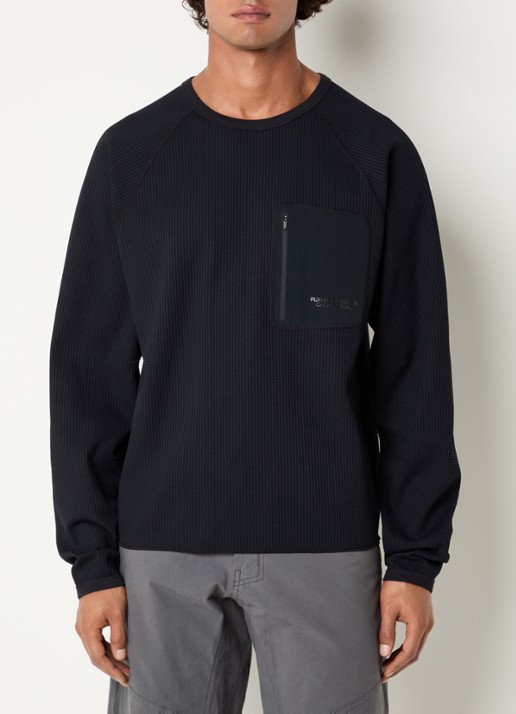 Purple Mountain Observatory Waffle longsleeve met structuur en ritszak
