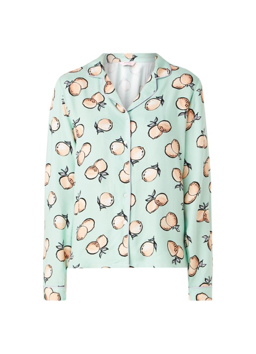 Pyjamatop met print - voorkant lichtgroen