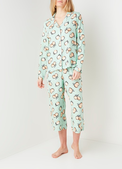 Pyjamatop met print - voorkant 2 lichtgroen