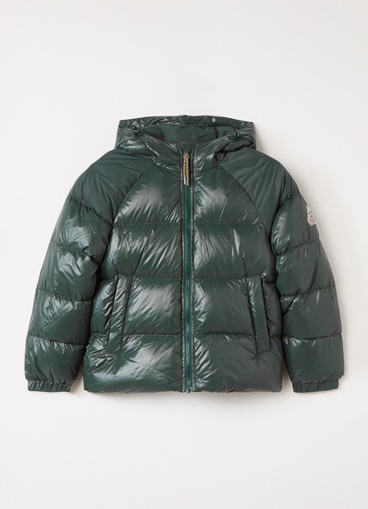PYRENEX Sten puffer jack met donsvulling en logo - voorkant bronsgroen