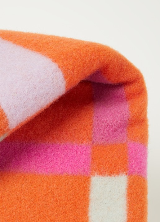 Røros Tweed City plaid van wol 135 x 200 cm - detail orange