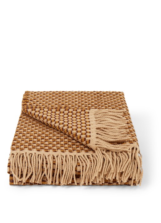 Røros Tweed Isak plaid van Noorse lamswol 150 x 210 cm - voorkant 4 okergeel