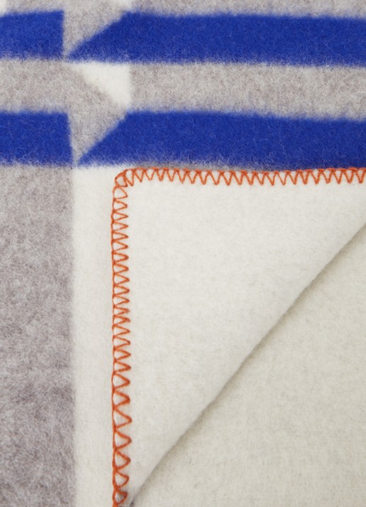 Røros Tweed Kvam plaid van lamswol 135 x 200 cm - detail 3 blauw