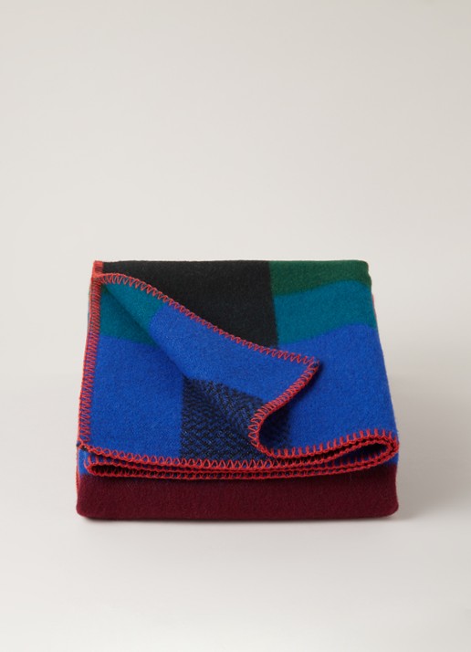 Røros Tweed Mikkel plaid van wol 135 x 200 cm - voorkant 2 royalblauw