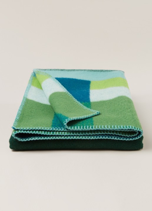 Røros Tweed Mikkel plaid van wol 135 x 200 cm - voorkant 2 groen