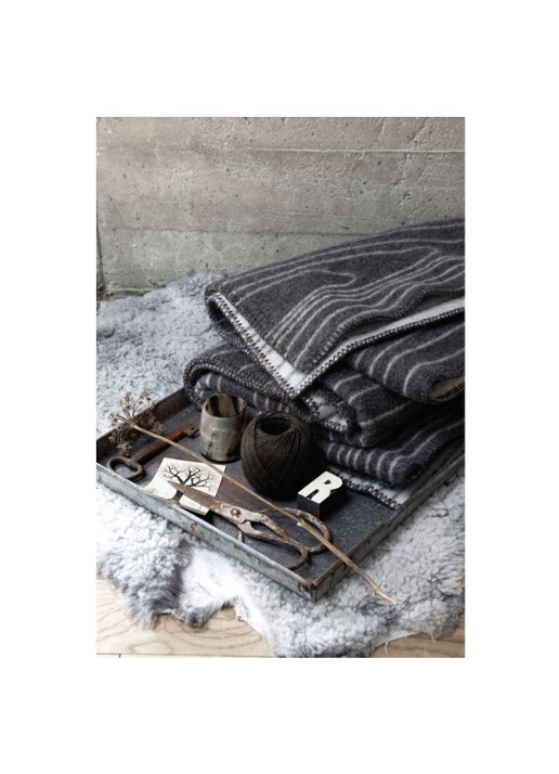 Røros Tweed Skog plaid van wol 135 x 200 cm - voorkant 5 grijs