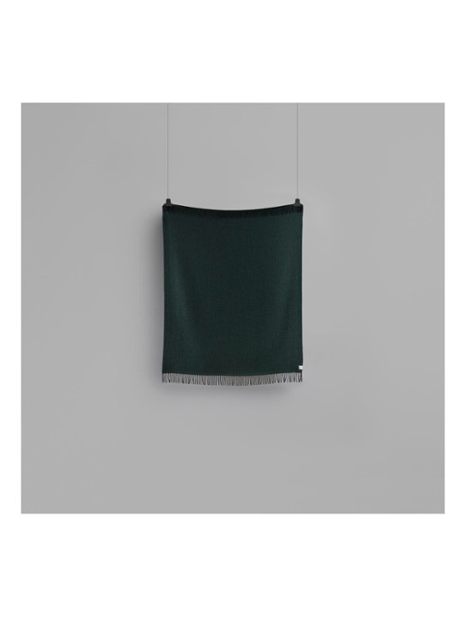 Røros Tweed Vega plaid van wol 150 x 210 cm - detail 3 bronsgroen
