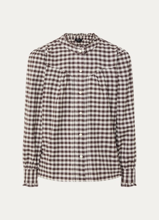 Rails Alanna blouse met ruitdessin - voorkant 3 donkerbruin