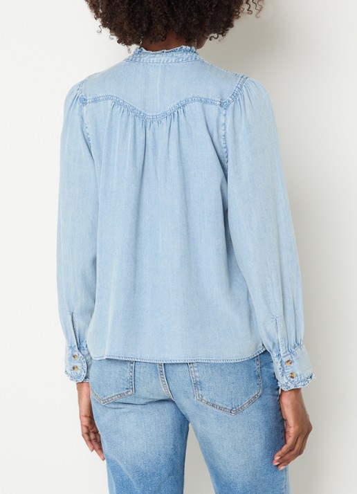 Rails Alanna blouse van chambray met bloemborduring - achterkant 4 indigo