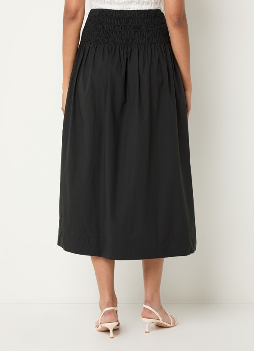 Rails Alessa midi rok in linnenblend met smockwerk - achterkant zwart