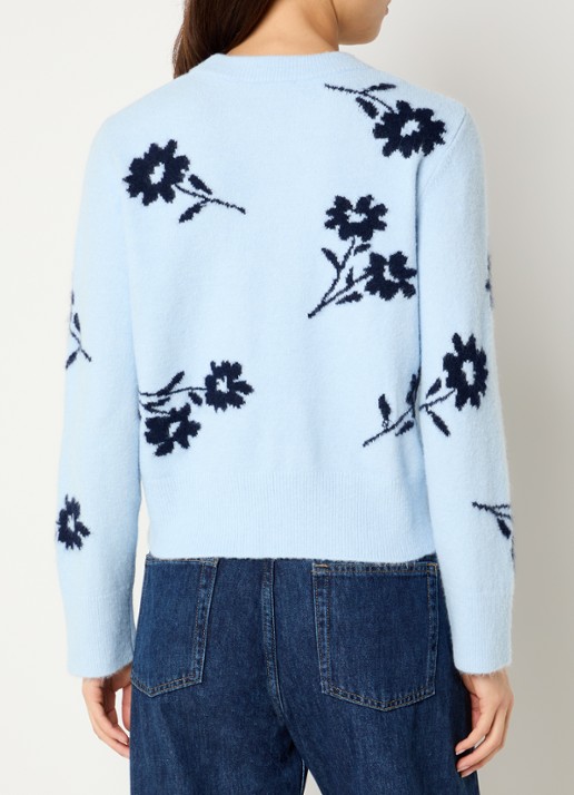 Rails Anise fijngebreide trui in merino wolblend met print - achterkant lichtblauw