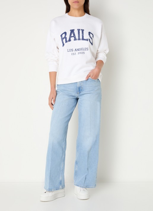 Rails Anniversary sweater met logoprint - voorkant 2 wit