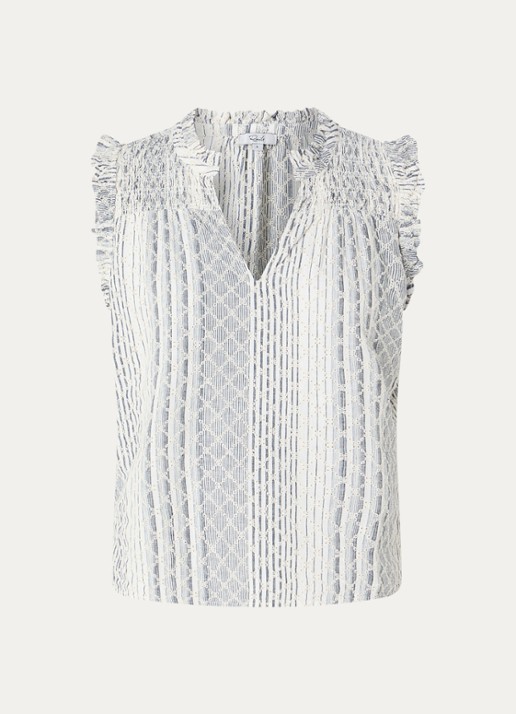 Rails Arlene top met print - voorkant 3 staalblauw
