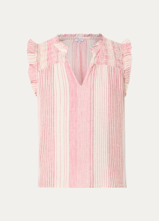 Rails Arlene tuniek in linnenblend met streepprint - voorkant 3 beige