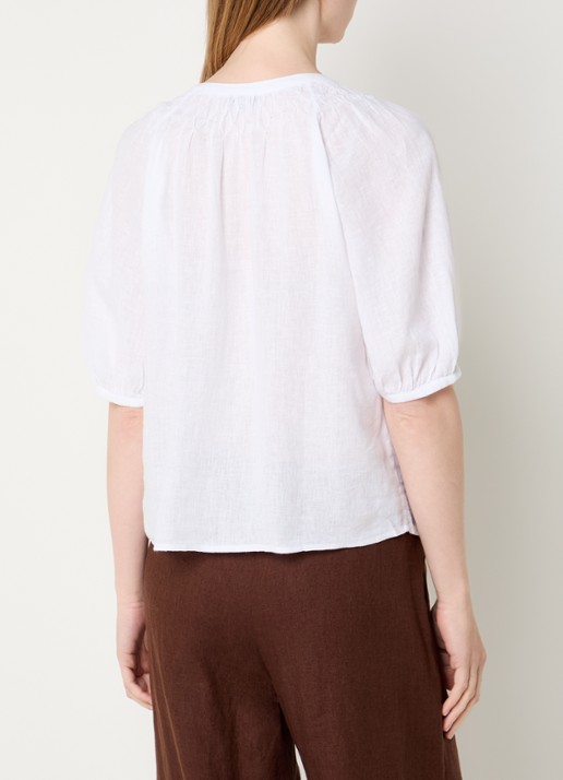 Rails Blouse in linnenblend met ronde hals - achterkant 3 wit