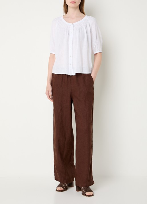 Rails Blouse in linnenblend met ronde hals - voorkant 2 wit