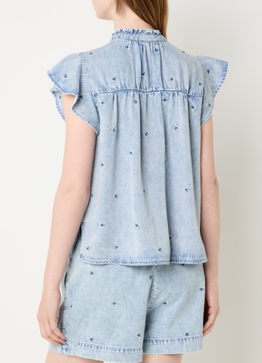 Rails Blouse met vlindermouw en bloemenprint - achterkant 4 indigo