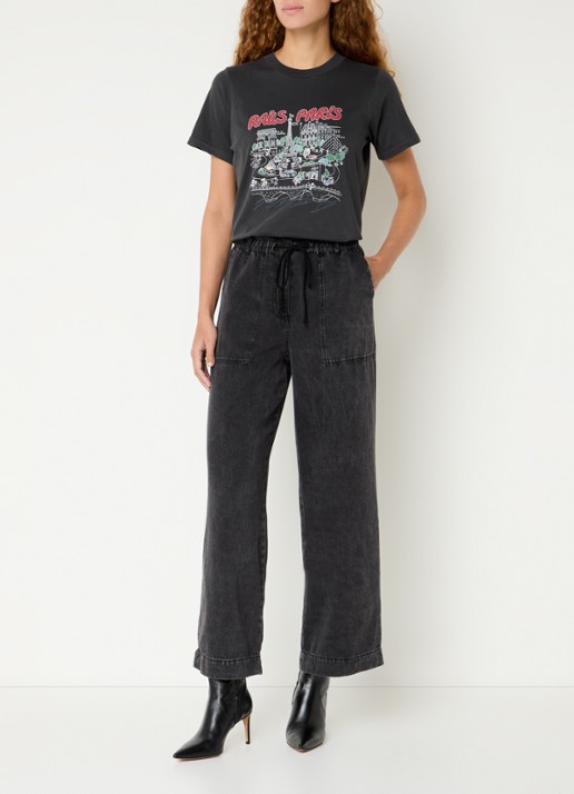 Rails Boyfriend T-shirt met logoprint - voorkant 2 antraciet