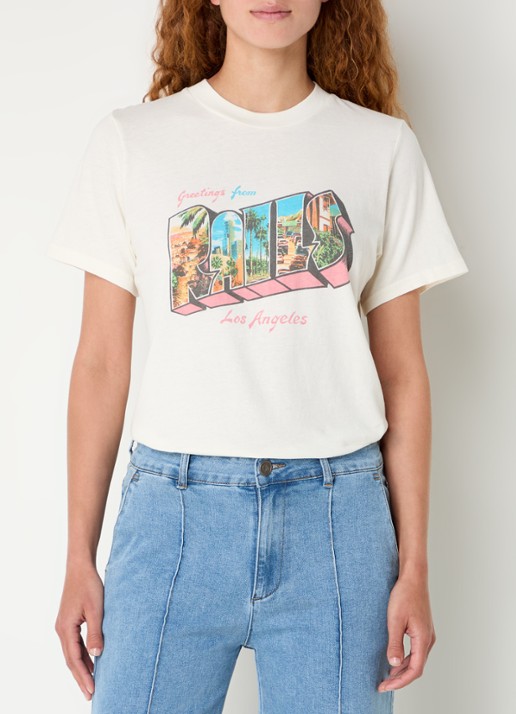 Rails Boyfriend T-shirt met logoprint - detail 3 creme