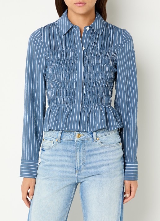 Rails Bradshaw blouse met smockwerk en streepprint