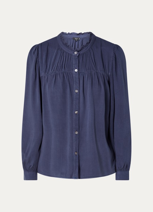 Rails Camille blouse met opstaande kraag - voorkant 2 donkerblauw