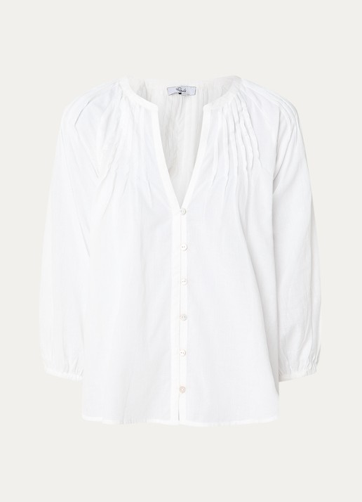 Rails Cassat semi-transparante blouse met smockwerk - voorkant 2 wit