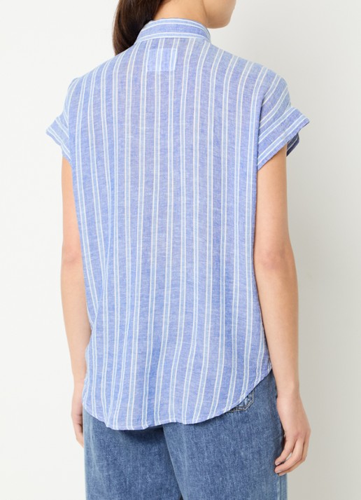 Rails Cito blouse in linnenblend met streepprint - achterkant 4 blauw