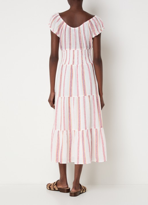 Rails Daria midi jurk met streeprint - achterkant creme